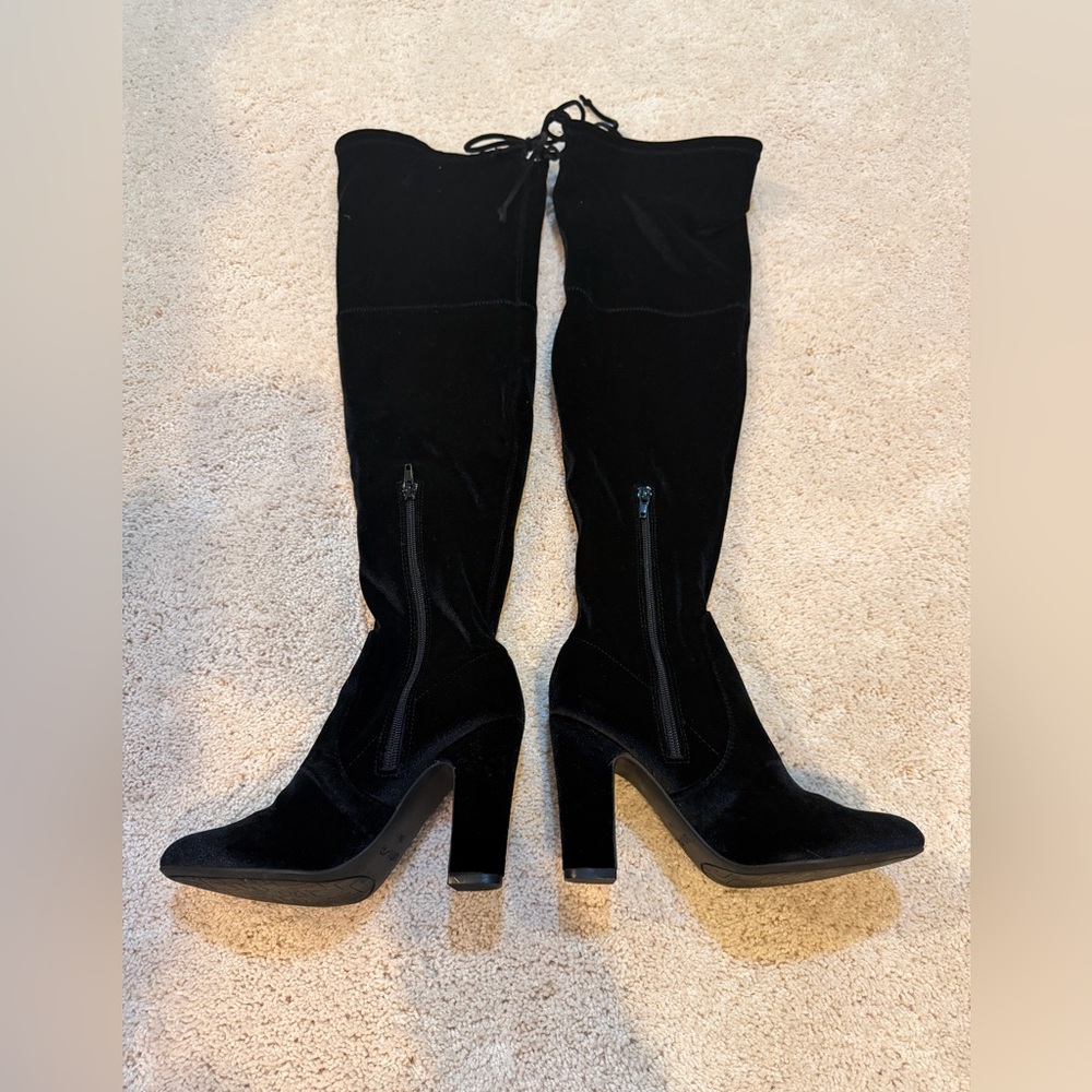Black Velvet Over the Knee High UNISA Women's High Heel Boots Size 7